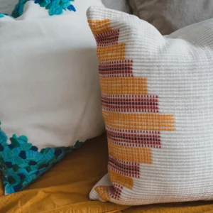Handwoven Brocade Pillow: Guatemalan Mayan Volcano Design