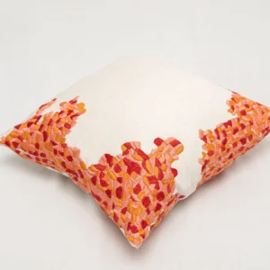 Embroidered Cotton Pillow: Coral Design, Handmade Guatemalan Decor