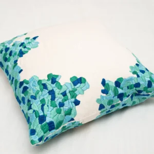 Embroidered Cotton Pillow: Turquoise Design, Handmade Guatemalan Decor